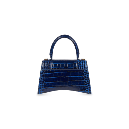 WOMEN'S HOURGLASS SMALL HANDBAG CROCODILE EMBOSSED IN NAVY